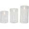 Northlight Set of 3 Snowy Woodland Flameless LED Flickering Glass Christmas Pillar Candles 6"